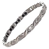 Titanium Magnetic Bracelet Double Strength - Natural Pain Relief Therapy by MnB Magnetic Bracelets (Silver)