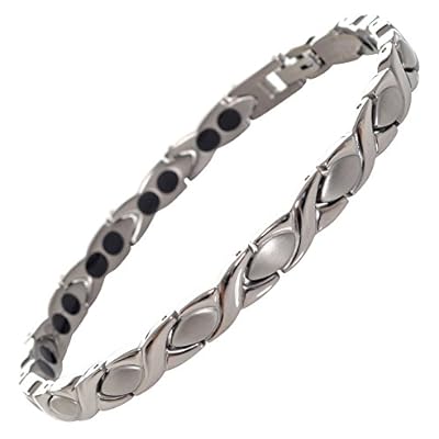 Titanium Magnetic Bracelet Double Strength - Natural Pain Relief Therapy by MnB Magnetic Bracelets (Silver)