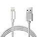 Produktbild PhoneStar lightning zu USB Ladekabel Textil Premium Kabel [HIGH SPEED CHARGING] für iPhone X, 8, 8 Plus, 7, 7 Plus, 6, 6s, 6 Plus, 6s Plus, SE, 5s, 5c, 5, iPad in silber