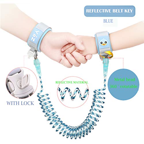 Arnés para niños pequeños Correa para caminar-Anti Perdió el brazalete-Pulsera anti-niño-Cinturón de seguridad anti-pérdida para niños-Cuerda de tracción para bebés (4.9FT, Blue)