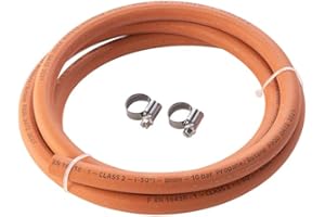 HAMILTON GAS PRODUCTS LTD Hamilton Gas Products Gas Hose & Jubilee Clips Kit - 2m of 8mm High Pressure LPG Hose | Compatible with Regulators, Appliances & Equipment | Supply to BBQ's, Grills, Stoves, Patio & Cabinet Heaters