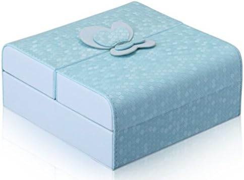 HorBous Fashion Girls Jewelry Box with Bowknot Jewelry Organizer Box Case (Blue)