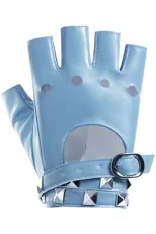 Guanti Punk Donna In PU Bianco Con Borchie - Senza Dita, Per Concerti, Cosplay E Feste Alternative - Foto 4