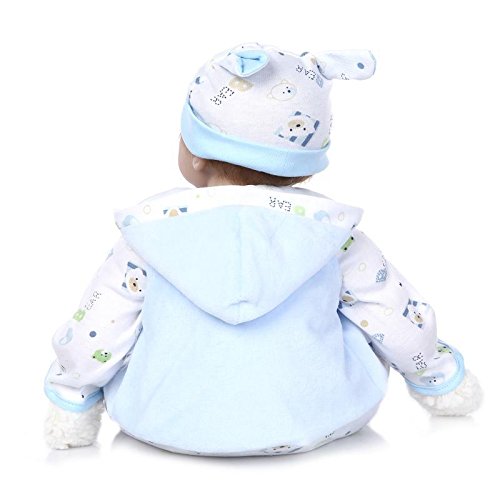 Nicery Reborn Baby Doll Soft Simulation Silicone Vinyl 22inch 55cm Magnetic Mouth Lifelike Boy Girl Toy White Blue Eyes Close