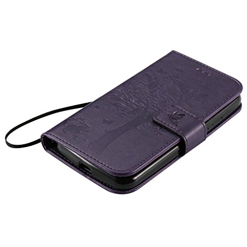 Moto G 2nd gen Funda   Moto G2 Funda  FQY-TEC  P  rpura  Grabado en relieve C Cuero Pu y TPU Cartera Ranura para tarjeta Soporte Funda para Motorola Moto G  2nd gen  5 0  