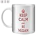 Produktbild STUFF4 Tee/Kaffee Becher 350ml/Vegan/Roter Text/Keep Calm Be.../Weißkeramik/ST10