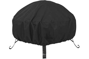 ZONADAH 48 Inch Heavy Duty Waterproof Round Fire Pit Bowl Cover with Thick PVC Coating Drawstring Full Coverage Patio Fireplace Cover