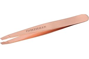TWEEZERMAN Pinzetta (punte angolate inclinate, pinzetta per sopracciglia, qualità professionale, acciaio inox), oro rosa