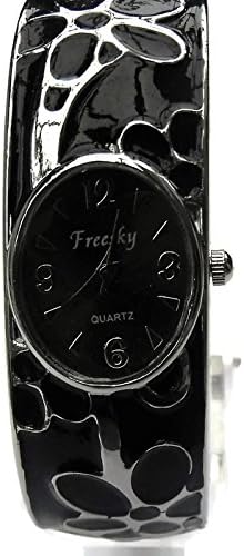 Women's Carved colour bracelet watch Women's Fashion Style Watch Beauty Dress Watch Unique Design -Black