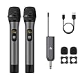 Audio Array AM-W12 UHF Dual Wireless Premium Metal Microphones | 4+ Hours Receiver Battery Backup | Range up to 60M | Karaoke Singing, Wedding, DJ, Church | PA System, Amplifier, Mixer, Party Box, etc
