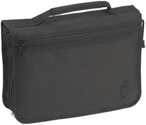 Bible Case Book Cover Tough Strong Canvas Small 8" x 5.5" Size Blue, Red or Black. Plain Colour with Zipped Front Pocket (Black)