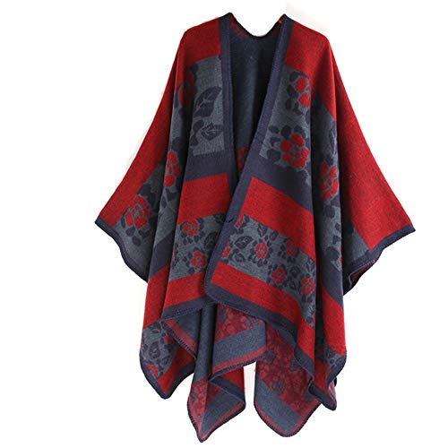 MeiPing Pashmina Poncho Cape Shawl Wrap Open Front Scarves Oversized Blanket for Women