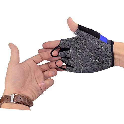 Aiduy FahrradHandschuhe, Fitnesshandschuhe Trainingshandschuhe Halbfinger-Fahrradhandschuhe – Rutschfest, Schaum gepolstert und Klettverschluss - 6