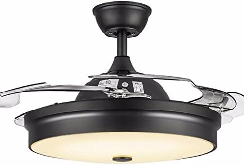 FGSGZ Invisible Ceiling Fan Lights Iving Room Fan Chandelier Modern Led Bedroom Black Three-Color Light Remote Control 36 Inches