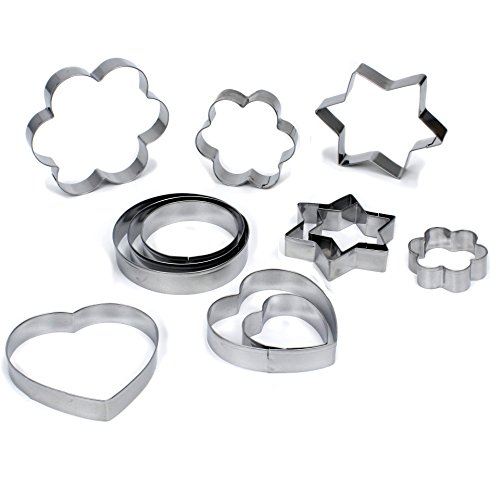 20pcs stainless steel molds, 12pcs metal cookie knives, 3pcs star shapes, 3pcs flower-shaped, 3pcs in round shapes, heart-shaped 3pcs (different sizes), as well as 8pcs of vegetable knives for decoration of food - 4