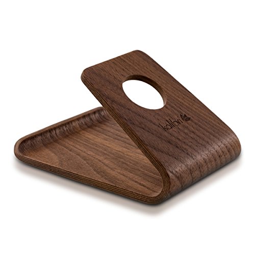kalibri Supporto Smartphone universale da tavolo - Stand per cellulare tablet Apple Samsung iPad - Sostegno Dock iPhone per scrivania - legno noce