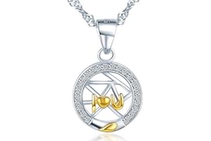 UNENDLICH U Infinito U - Colgante Pareja de Plata de Ley 925 Colgante de Luna y Estrella Circónita Incrustado Patrón Geométrico único Regalo de San Valentín para Hombre y Mujer