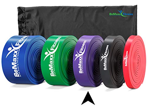 BeMaxx Fitness Banda elástica de Resistencia guía de Entrenamiento | para Pullups Crossfit, Yoga, Pilates | Banda de tracción para Fitness y estiramientos | Duradera, Resistente, versátil