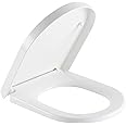SADALAK Soft Close Toilet Seat,White D Shaped Toilet Seat with Slow Close & Quick Release Hinges, Toilet Seat Cover of Top and Standard Fix, Premium Universal Stay Tight Toilet Lid Easy Clean