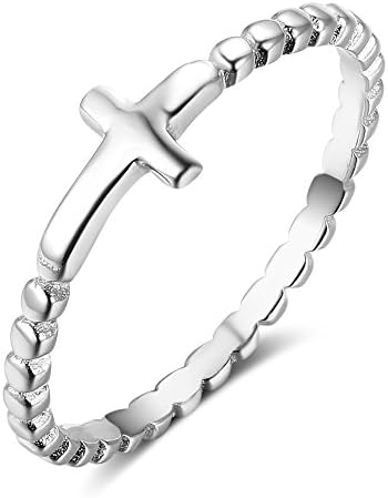 PHOCKSIN 2mm Twist Cross Ring Promise Anniversary Sterling Silver Rings Religion Jewellery Christmas Gifts (N 1/2)
