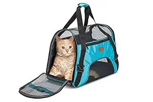 KIKA Pet Carrier for Cat Dog Rabbit Birds, Portable Folding Breathable Pet Carrier Airline Approved, Suitable for Small Dogs, Shihtzu, Puppies, Kittens and Medium-Sized Cats (Sea Green Color)