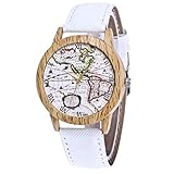 Giulogre 2019 Damen Armbanduhren Kinder Zeiger Outdoor Uhren Glas Gesicht Rundes Zifferblatt Mit Denim Band Quarzwerk Analog Uhren Jugendliche Mädchen Jungen (Weiß)