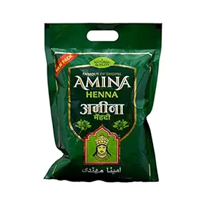 Amina Henna Mehndi Natural Henna Powder For Skin Hand and Hair, Green (500 g)