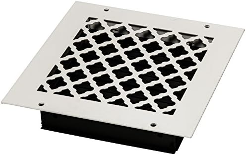 SteelCrest BTU8 X 8SWHH Bronze Series Designer Wall/Ceiling Vent Cover, with Air-Volume Damper, and Mounting Screws, White