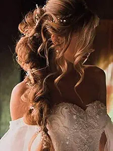 YERTTER Bridal Silver Handmade Pearls Headbands for Wedding Party Crystal Floral Leaf Hair Vine Bridal Hair Accessories for Women and Bride