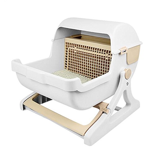 Preisvergleich Produktbild ORPERSIST Katzentoilette Halbautomatische Katzentoilette Halbgeschlossene Katzentoilette Katzenklo Potty Beige / Grün / Pink,Beige