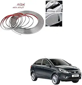 Auto Addict Car Side Window Door Beading Roll 10MM Silver Chrome Strip 20 Metres for Tata Zest
