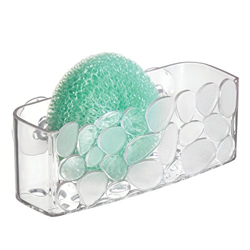 mDesign Schwammhalter Küche mit Saugnapf - ideal zur Schwammablage oder zur Aufbewahrung von Bürsten, Seife und Co. - Spülbecken Organizer - transparent