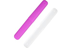 GZDAOXIA Lot de 2 Étuis à Brosse à Dents Portable,Etui de Voyage pour Brosse à Dents Pratique,pour Protect Tête de Brosse à Dents,pour Les Voyages,Le Camping en Plein air(Blanc/Violet