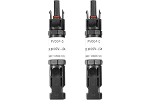 AVCXEC Solar-PV-Steckverbinder, 2 Stück DC M-C-4 Stecker, Solar PV Steckverbinderteile mit Eingebauter Anti-Rückfluss-Diode, IP67 Wasserdicht für Den Anschluss von Solarmodulen(15A)