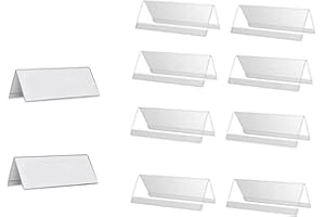 Changyeah 10 Stück Tischaufsteller Dachform,9x 6cm Etikettenhalter aus transparentem Acryl, Menühalter für Tisch, Acryl, transparent,Fotorahmen,für Poster, Shop