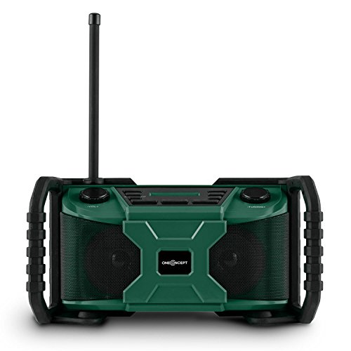 oneConcept Worksite Outdoor Baustellenradio Bluetooth Lautsprecher (spritzwassergeschützt, DAB+, UKW, MP3-fähiger USB Port, Weckfunktion, Batterie- oder Netzbetrieb) grün - 2