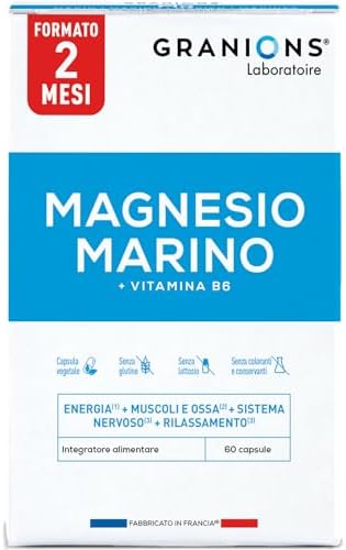Magnesio Marino 200 mg e Vitamina B6 60 Capsule Energia - Granions