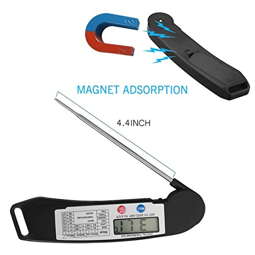 Digital-Nahrungsmittelthermometer Instant lesen Kochthermometer mit klappbaren interne Sonde Anti-Korrosions für Küche Lebensmittel Fleisch Grill BBQ Milch und bathwater (dünn) - 4