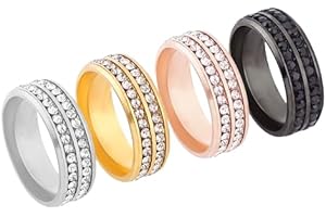 AHANDMAKER 4 anelli da cravatta da uomo, 4 colori, fermacravatta in cristallo con strass, accessori per gioielli da sposa, 20.3mm, Acciaio al titanio