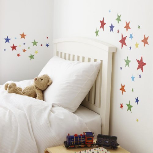 Preisvergleich Produktbild Wandtattoos Wandstickers für Kinder, Motiv Sterne, 61 Stück, bunt