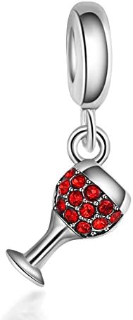 Yingyan Silver Charms Beads Red Glass Synthetic Crystal For Pendant Necklace Bracelets Bangle