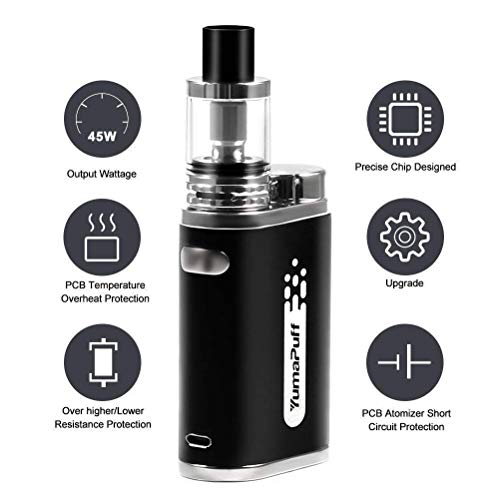 Cigarrillo Electrónico, Acme E Cigarette kit, kit de cigarrillo electrónico con gran vapor, batería recargable de 1800mAh, operación simple Caja de LED Mod, sin líquido E, sin nicotina (Negro)