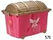 Produktbild Wohlfuehlspezi Schatzkiste Spielzeugkiste Spielbox Rollbox Spielbox Aufbewahrungsbox Box Spielkiste 60x40x42cm, 57 Liter Räder Goldener Deckel pink Elfe Fee Prinzessin