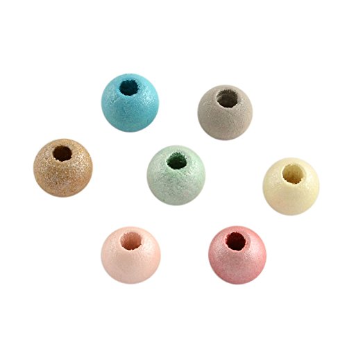 Pandahall Precio por 50 Piezas Cuentas de Madera Redondas, Teñido, sin Plomo, Color Mezclado, 7~8x8~9 mm, Agujero: 4 mm