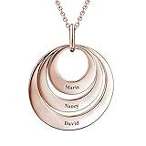 Soufeel Colliers Pendentif Trois Disques Gravure Personnalisé Collier Prenom 14K Or Plauqé Argent 925 pour Homme Femme Cadeau La Saint Valentin Anniversaire Maman Fille Famille