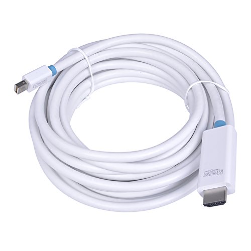 MutecPower 5 meter Mini DisplayPort (DP) männlich auf HDMI männlich Kabel – 4K Ultra HD – Weiß – 5m Mit 3 Kabelbinder - 2