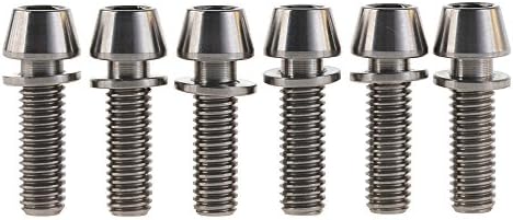 Yaruijia Titanium M5x16 18 20mm Hex Tapered Head Bolt for Bicycle Stem with Washer pack of 6 (Titanium, M5x18mm)