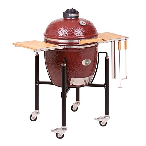 Monolith Barbacoa Classic Red con estructura y lado mesas