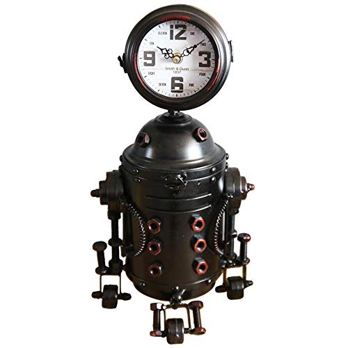 Triplsun-Clock Stille Uhr des europäischen Schmiedeeisen-Roboters dekorativ, stille Wanduhr, die Nicht tickt, batteriebetrieben für lebende Retro- Piggy Bankdekoration des Schmiedeeisens