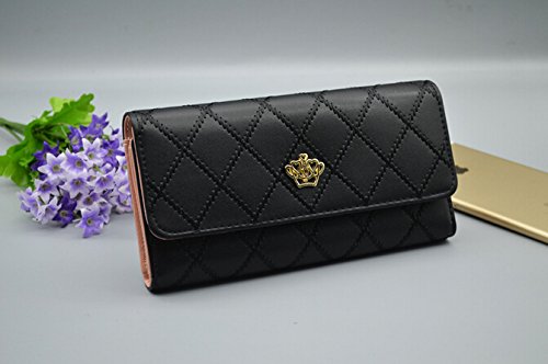 Preisvergleich Produktbild NewArleans Modische Geldbörse für Damen, aus Lederimitat, mit Motiv Krone, schwarz